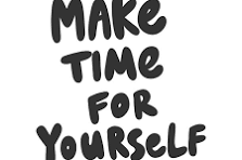 Text graphic that says 'MAKE TIME FOR YOURSELF' in bold, playful font.